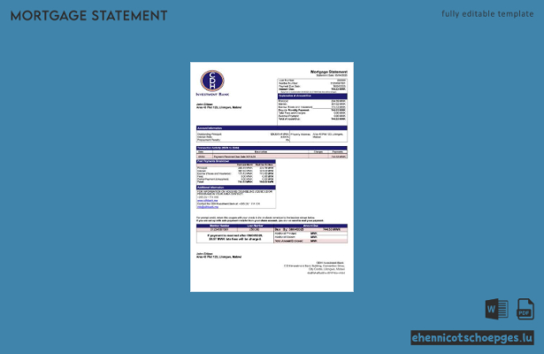Malawi CDH Investment Bank Hypothekenabrechnung (Word- und PDF-Beispiel)